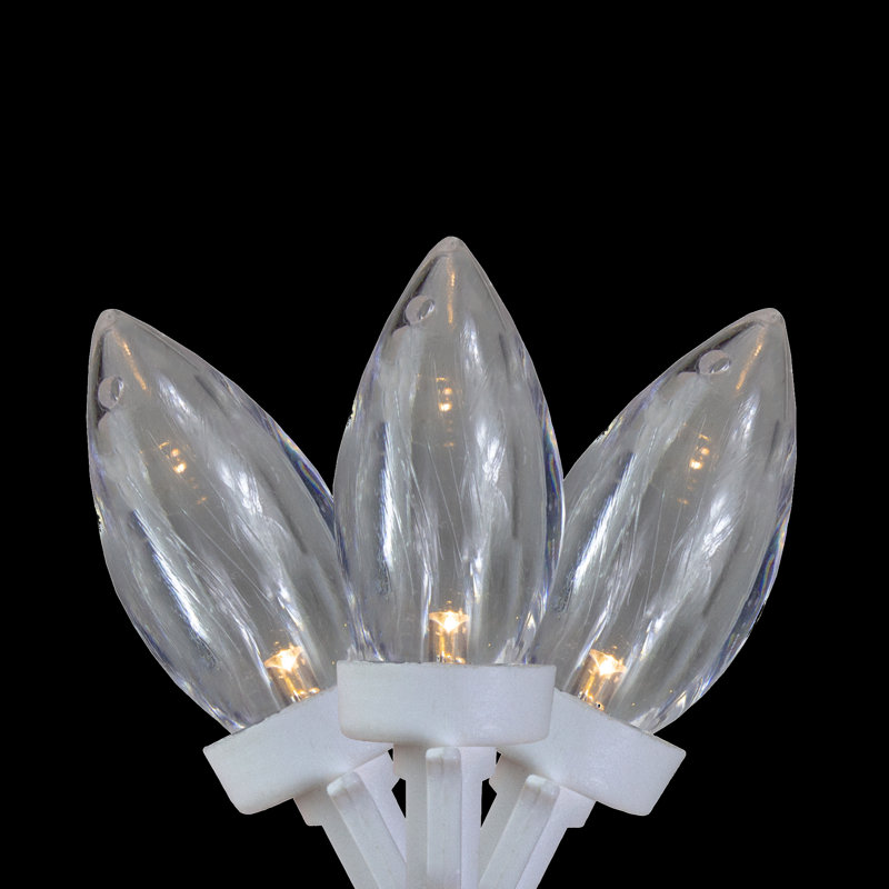 100 lumières de Noël C9 de longueur commerciale sur bobine - 41 pi de fil blanc, Blanc chaud