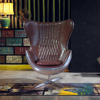Faux Leather Swivel Wingback Chair