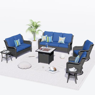 7 - Person Patio Conversation Set with Cushions