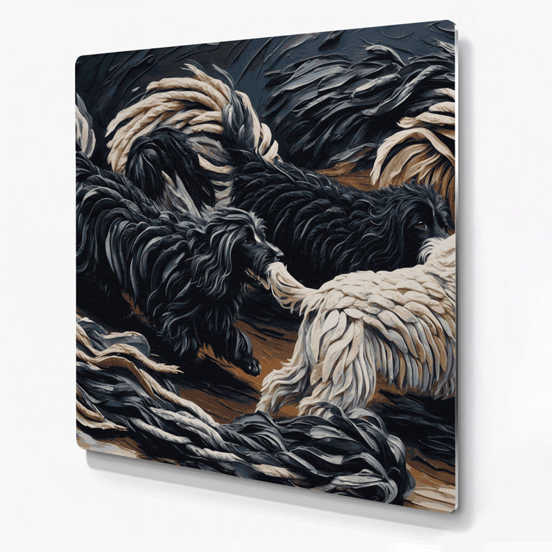 «Dogs Puli», art mural en métal noir, H 32 po x l 32 po