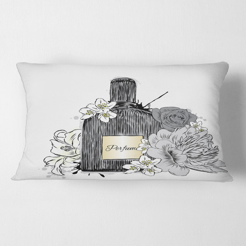 Housse et insert de coussin pour bouteille de parfum et bouquet de fleurs III