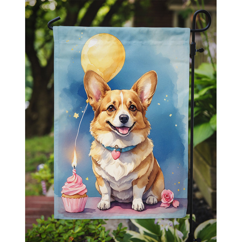 Drapeau de jardin «Happy Birthday», Corgi