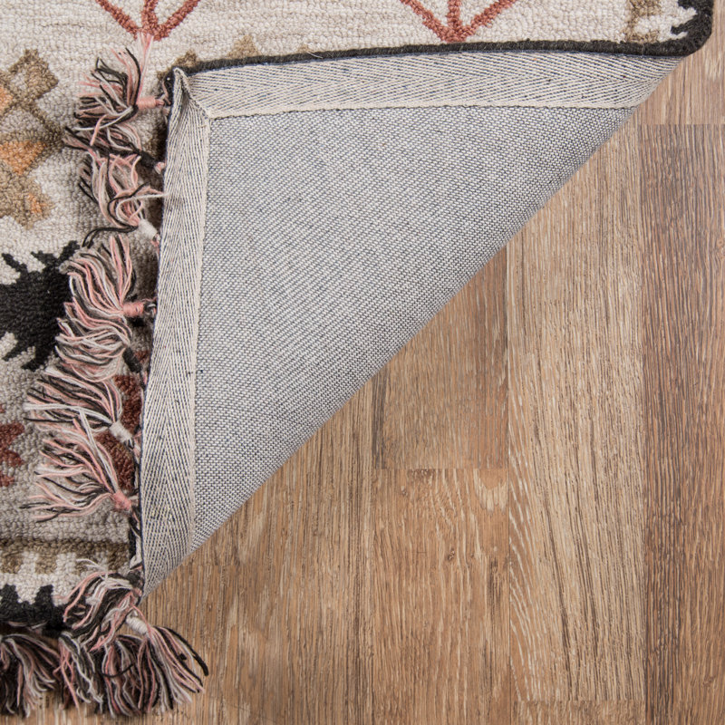 Tahoe Wool Southwestern Area Rug in Pink/Beige/Black, Runner 2'3" x 8'