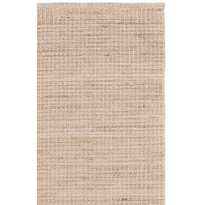 Krushap Natural Fiber Hand Woven Jute/Cotton Solid Color Rug in Beige