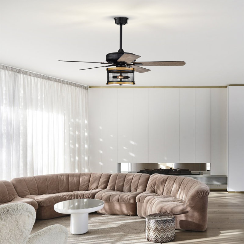 Absolom 52'' Ceiling Fan with Light Kit, Matte Black