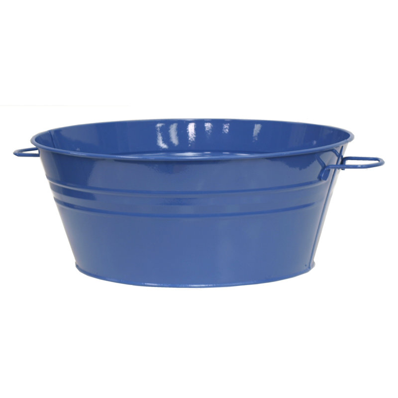 Bac à fleurs en acier émaillé galvanisé., Bleu, H 8 po x l 19 po x P 19 po