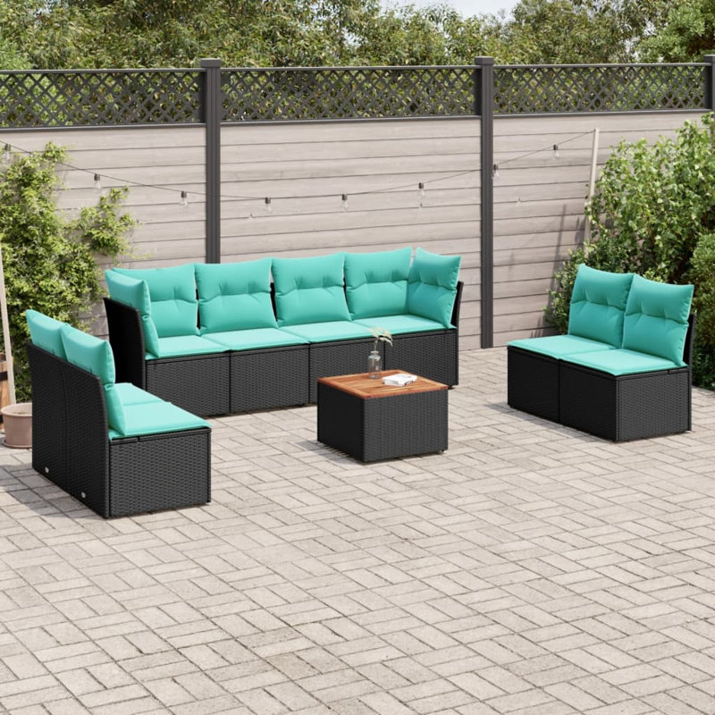 Ensemble de canapés de patio 9 pièces avec coussins 9 pièces, Bleu