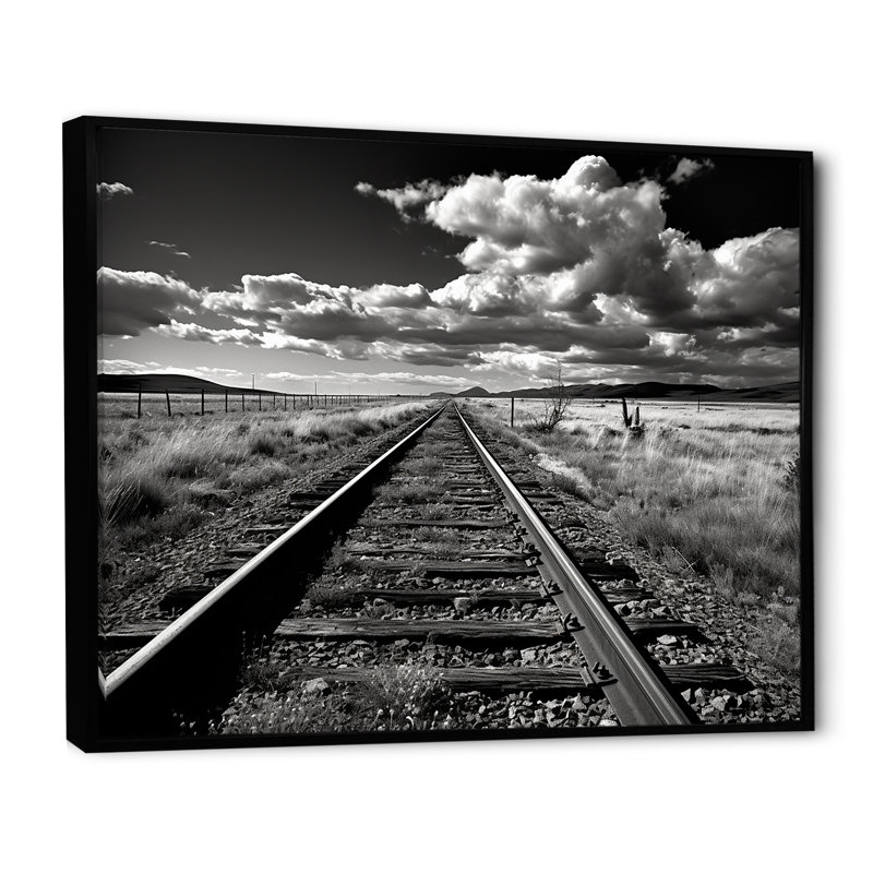 Photo de train noir et blanc - décoration murale train, Cadre flottant noir, H 34 po x l 44 po x P 1,5 po