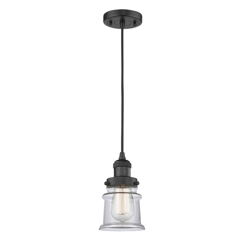 Luminaire suspendu en forme de cloche à 1 lumière Alexandira, Ampoule DEL 6 watts Vinage, Transparent, Noir mat