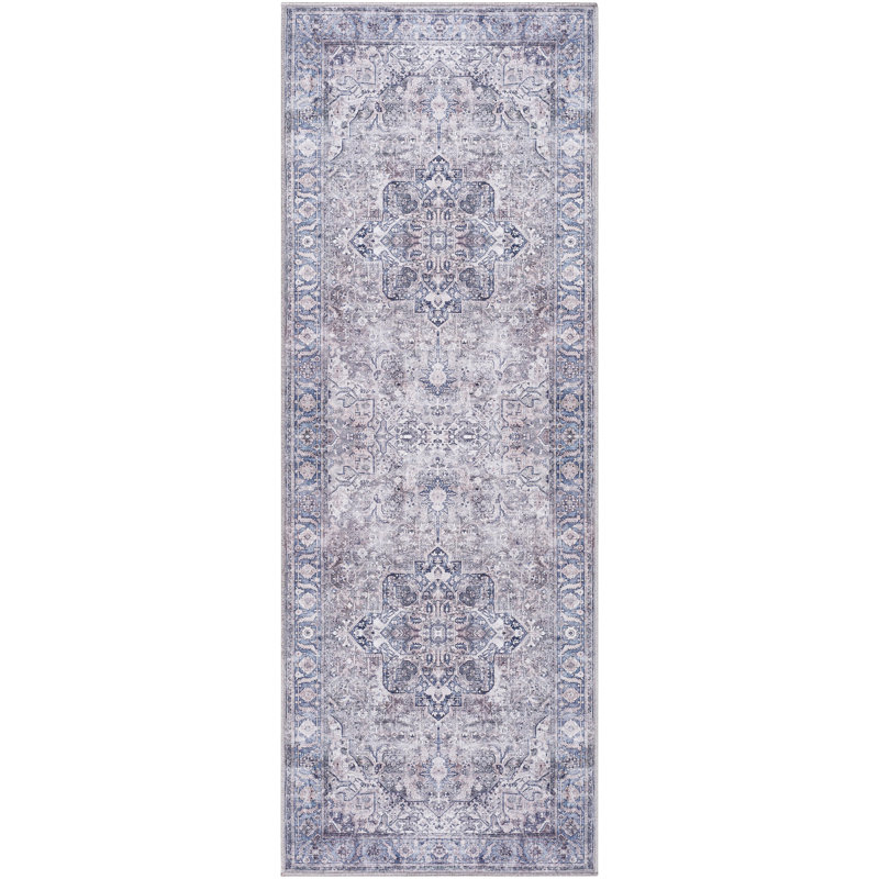 Ruland Oriental Machine Washable Area Rug, Runner 2'7" x 12'