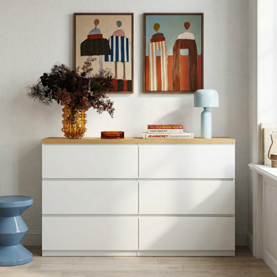 6-Drawer Storage Dresser, Wood Dresser With 6 Drawers For Bedroom, Hallway, Entryway Living Room by Ebern Designs
