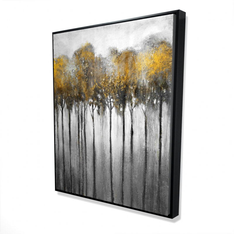 Abstract Yellow Forest Print On Canvas, H 60 po x l 48 po