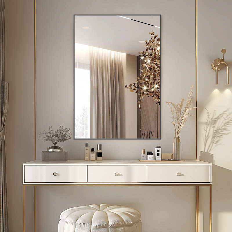 Sieana Rectangular Aluminum Accent Mirror, Black, 40" x 28"