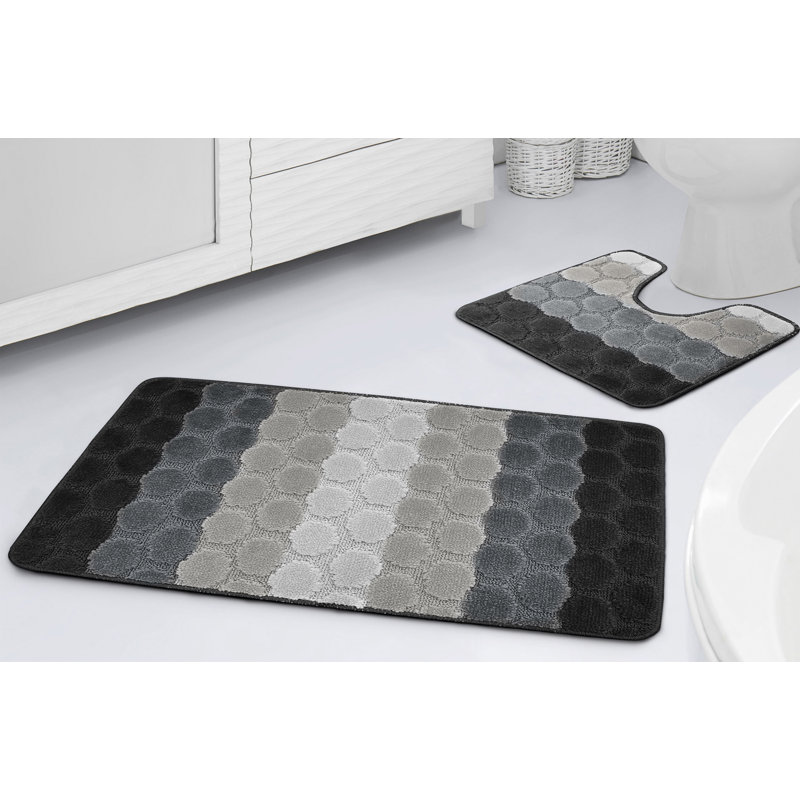 Kenery Hex Stripe Bath Set, Grey