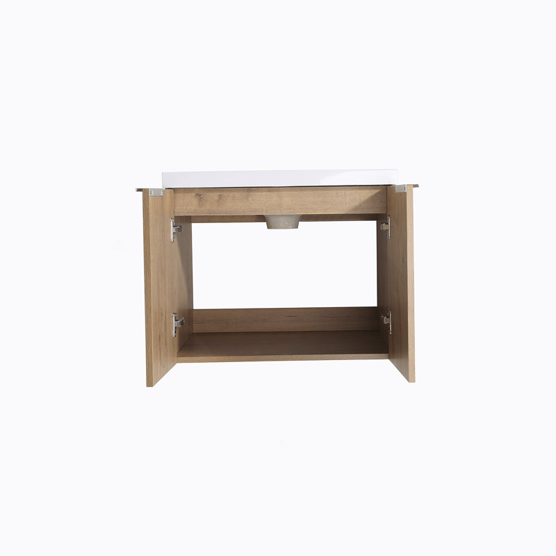 Meuble-lavabo à fermeture en douceur 60 po avec lavabo, Imitation chêne, 60"
