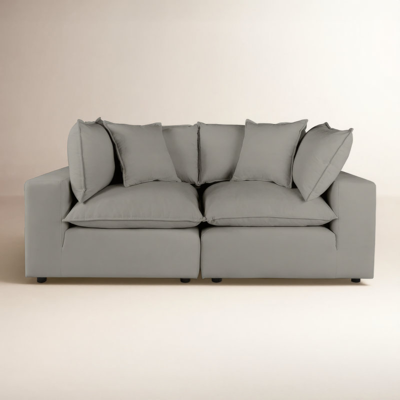Ellaria 80.4" Square Arm Modular Loveseat with Reversible Cushions, Slate Polyester Blend