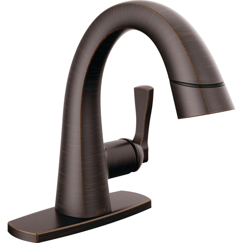 Robinet de salle de bain à un trou avec douchette extractible Stryke, Bronze