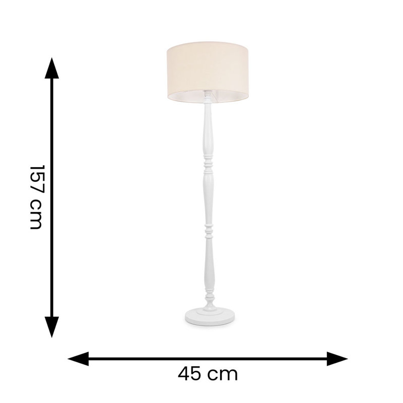 Arialdo 157cm Traditional Floor Lamp, Natural, Matte White