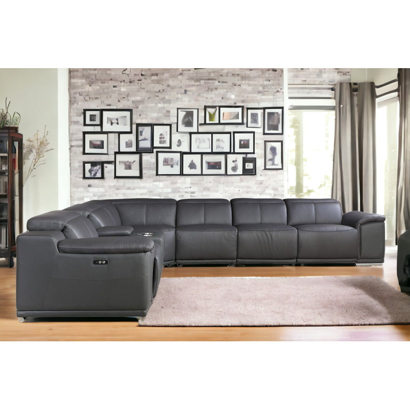 Canapé modulaire en U sept pièces avec console Stoneridge, Rembourrage en mousse blanche