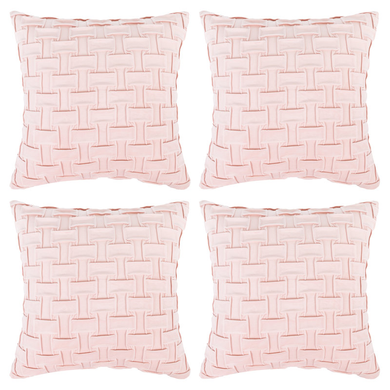 Geometric Velvet Throw Pillow, Polyester/Polyfill, Pink