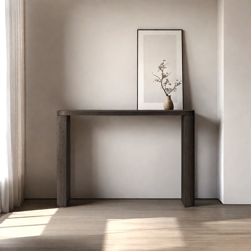 Console de style champêtre, H 33,86 po x l 35,83 po x P 9,84 po, Marron foncé