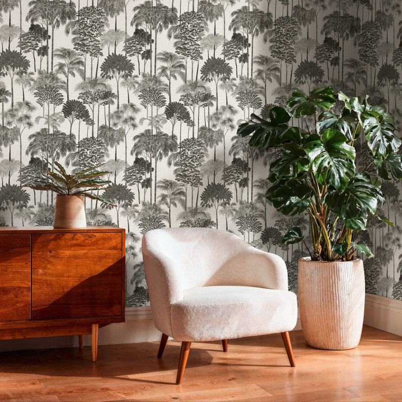 Havana 2 Collection Palm Trees Wallpaper Roll, Navy/Gold
