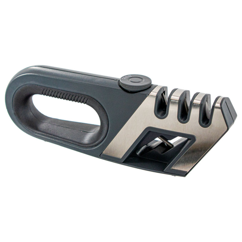 Lame de cuisine ajustable 4 en 1 avec aiguiseur de ciseaux, accessoires de couteaux de cuisine de chef professionnels, aiguisoirs manuels (argent)