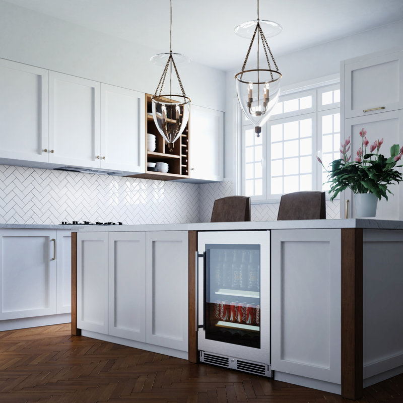 XO 24" 145 Cans 5.7 Cubic Feet Built-In Beverage Refrigerator with Wine Storage and with Glass Door, Right