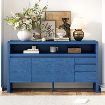 Buffet 60 "à 3 portes avec 3 tiroirs - Buffet moderne en placage de frêne massif