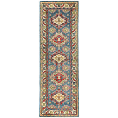 Tapis de couloir oriental bleu Kazak