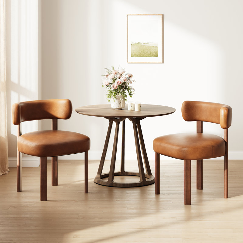 Chaise d'appoint rembourrée en similicuir, Brun