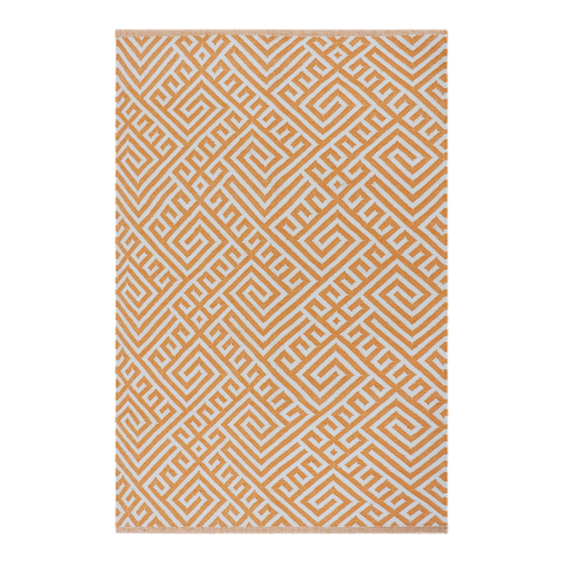 Wowza Geometric Area Rug in Orange/Ivory, Rectangle 9' x 12'