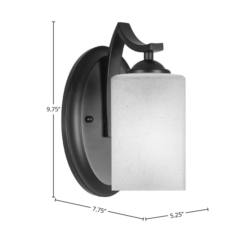 Applique murale 1 lumière Zilo, Noir mat, Blanc lait