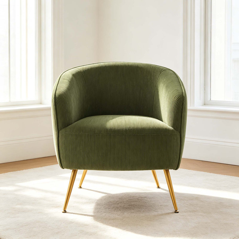 Fauteuil demi-tonneau Corduroy, Vert