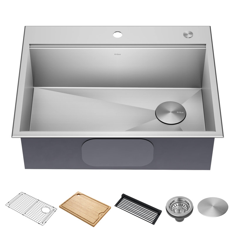Évier de cuisine à simple cuve en acier inoxydable KRAUS Kore ™, 28 po x 30 po