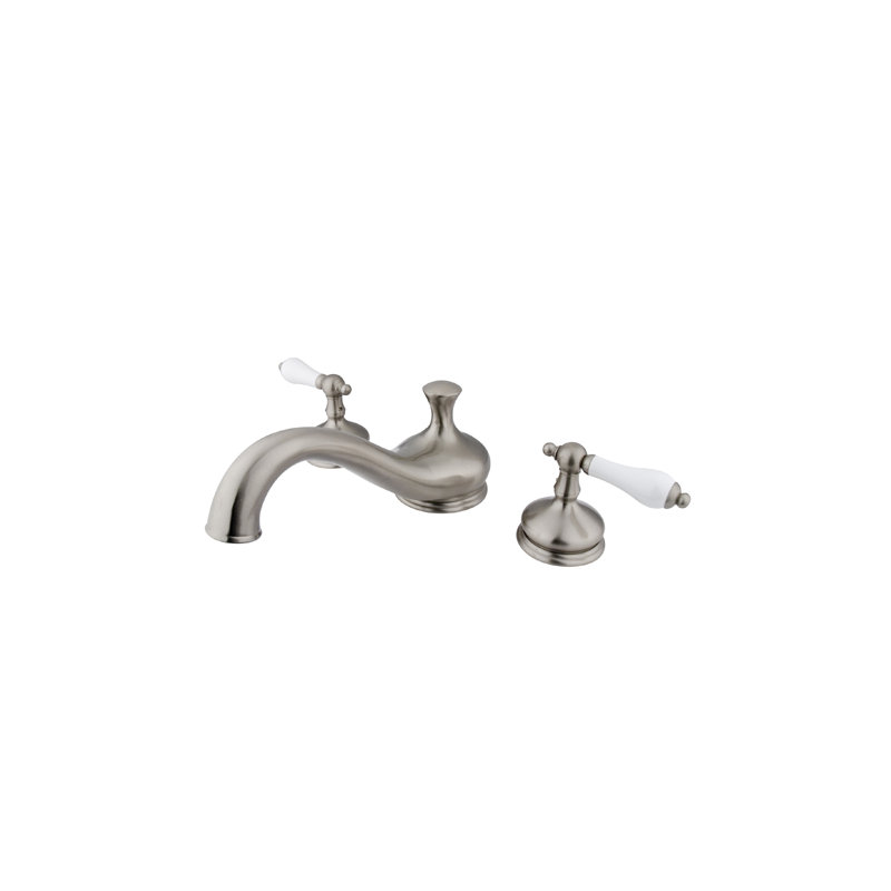 Double Handle Deck Mounted Roman Tub Faucet, Satin Nickel