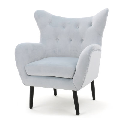 Danney Tufted Wingback Armchair with Flared Arms and Rubberwood Legs,Accent Chair,Living Room Chair