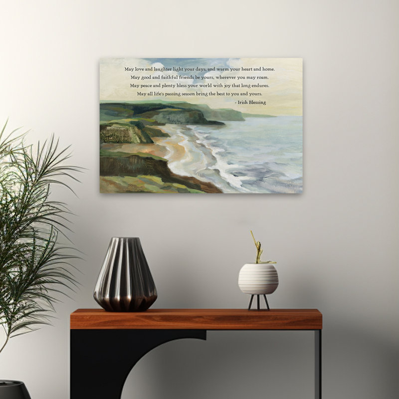 Bénédiction de la côte irlandaise, bleu, gris, paysage, plage, bénédiction, H 24 po x l 16 po