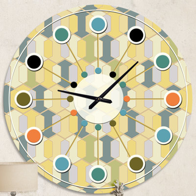 Abstrait rétro géométrique II - horloge murale moderne Mid-Century