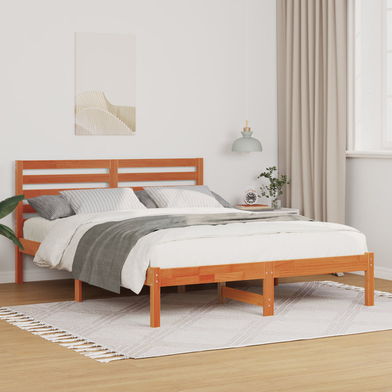 Solid Wood Bed, Wax Brown, Small Double (4')