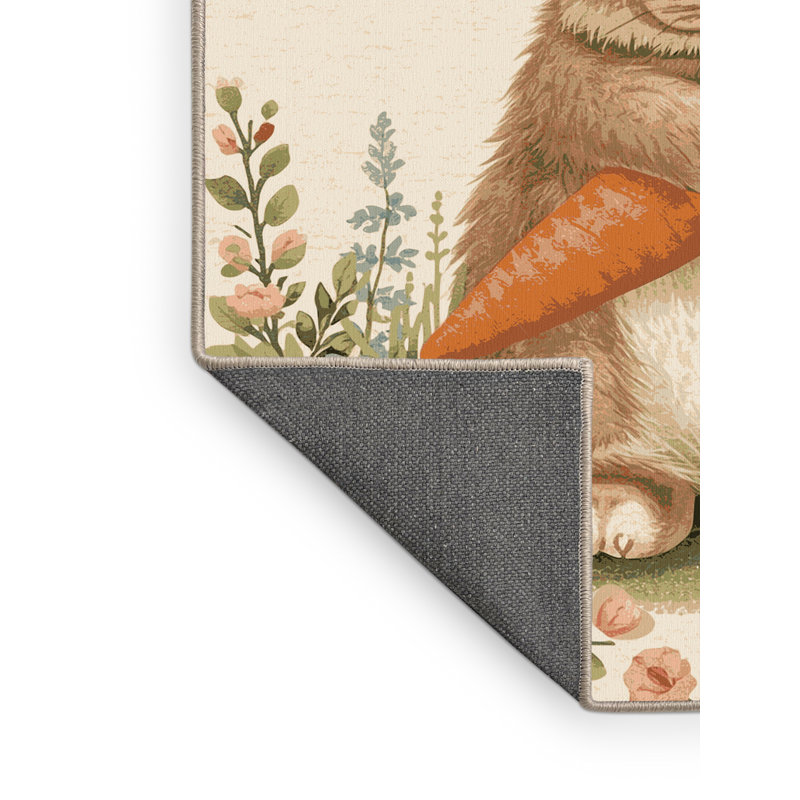 Soft Plush Fanelli Easter Modern & Contemporary Abstract Area Rug in Beige – Beige Binding, 2x3