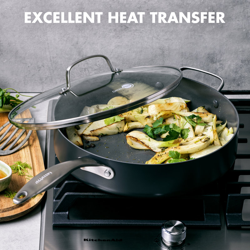 GreenLife Canterbury Healthy Ceramic Nonstick Sauté Pan with Lid, 5QT