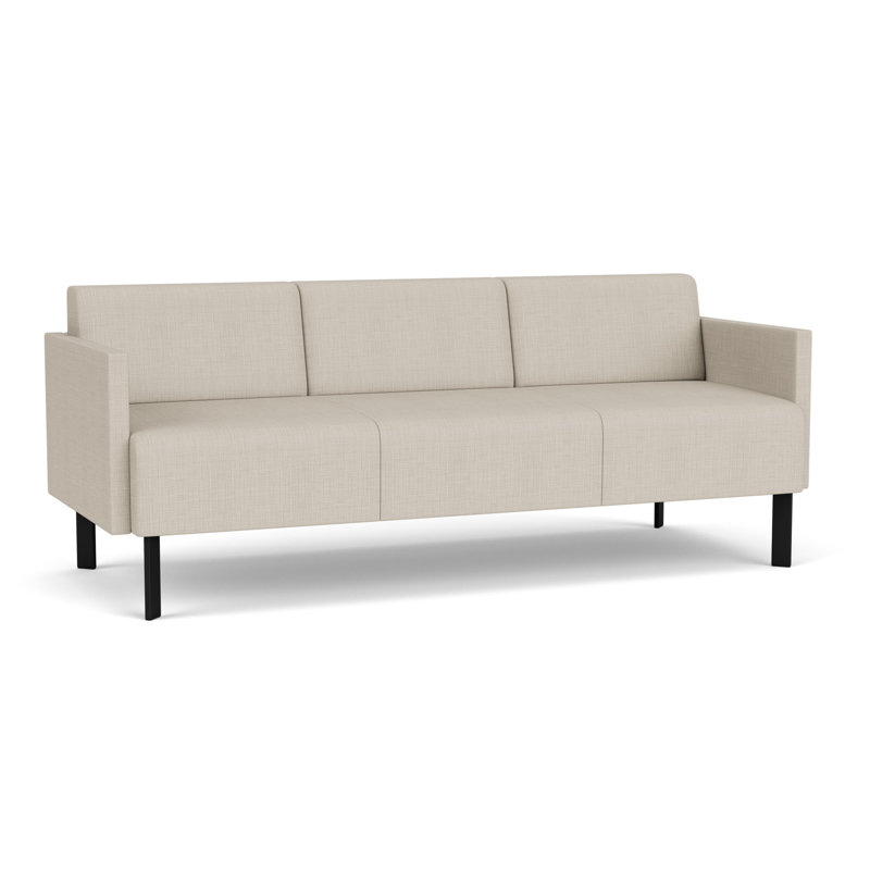 Luxe Lounge Reception Sofa, Plot Line Neutral, Black Steel