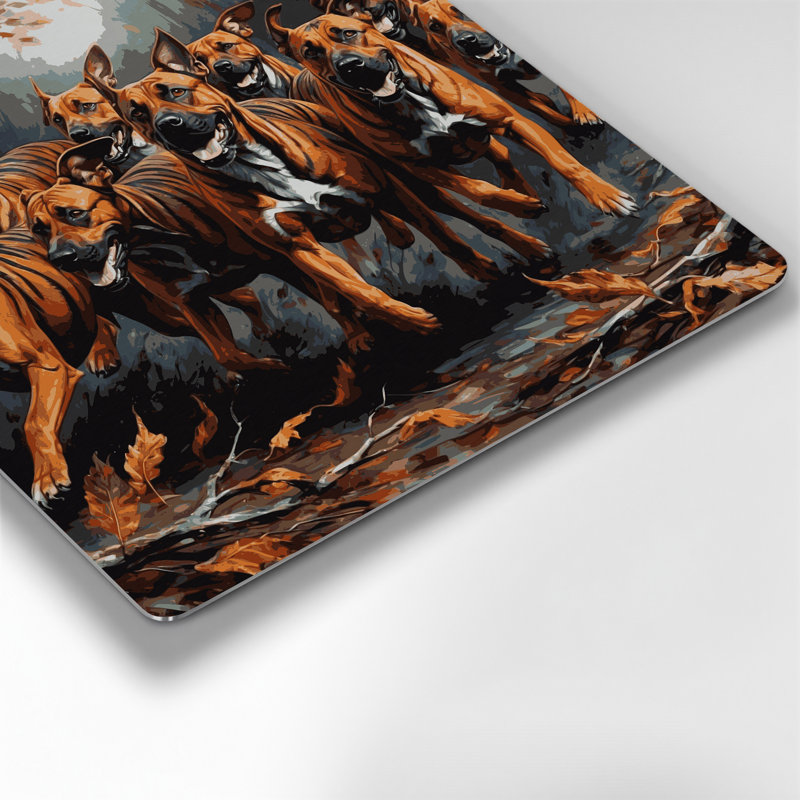 «Dogs Treeing Tennessee Brindle», art mural en métal gris, H 32 po x l 32 po