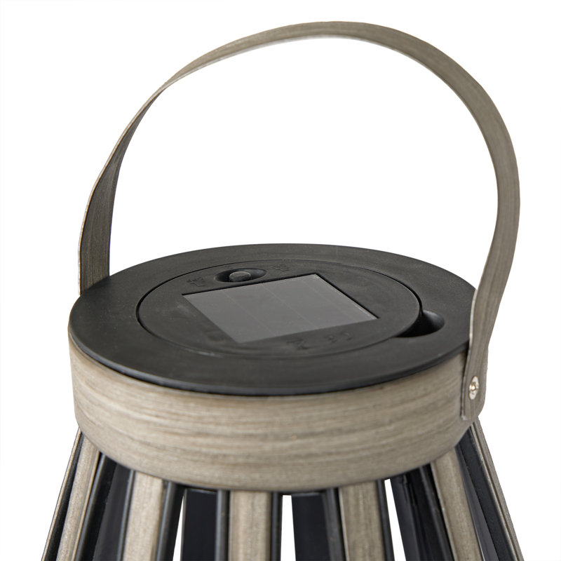 Gray Polypropylene Solar Lantern with LED Light, 18" Height