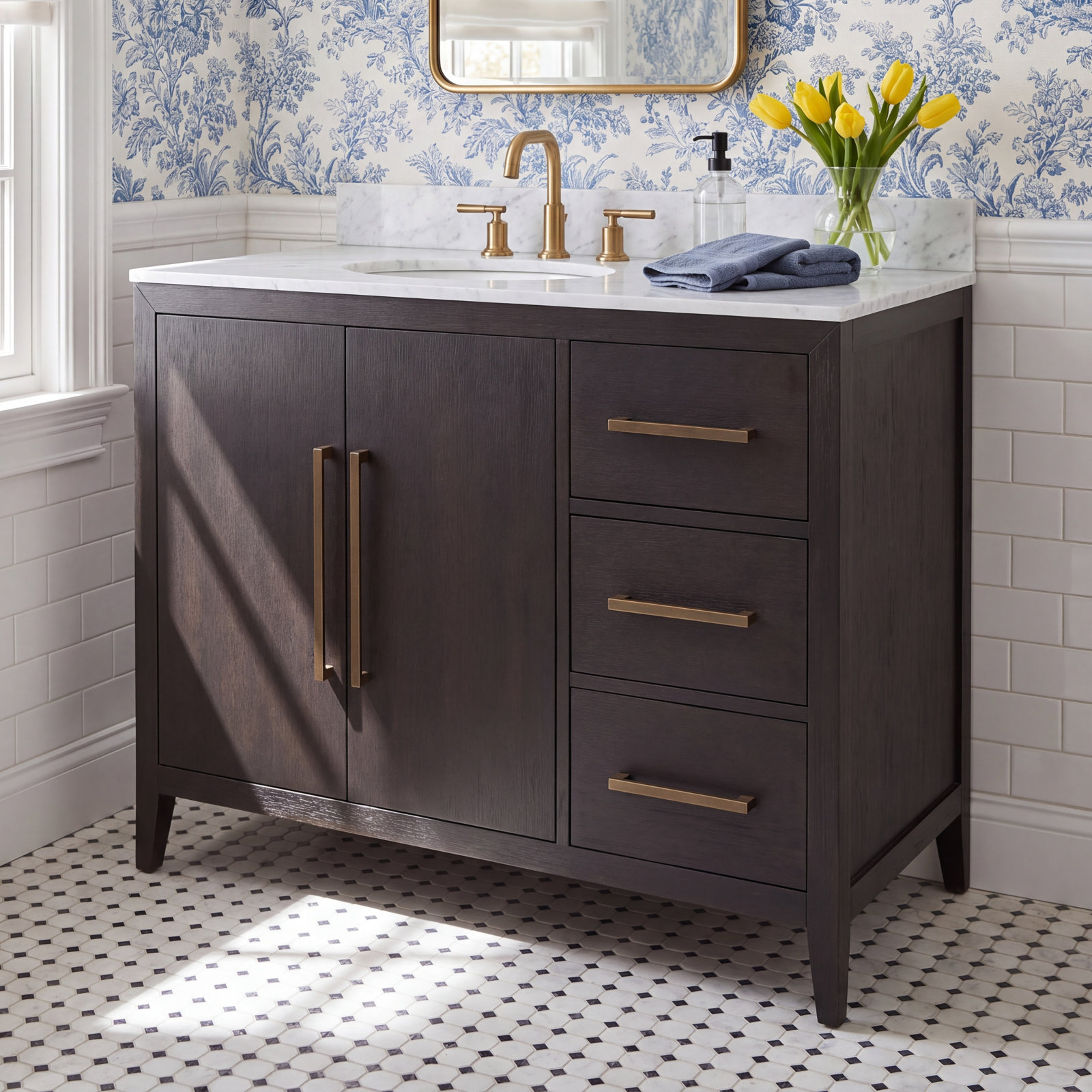 Alsup 42 " Single Bathroom Vanity, Dark Weathered Oak