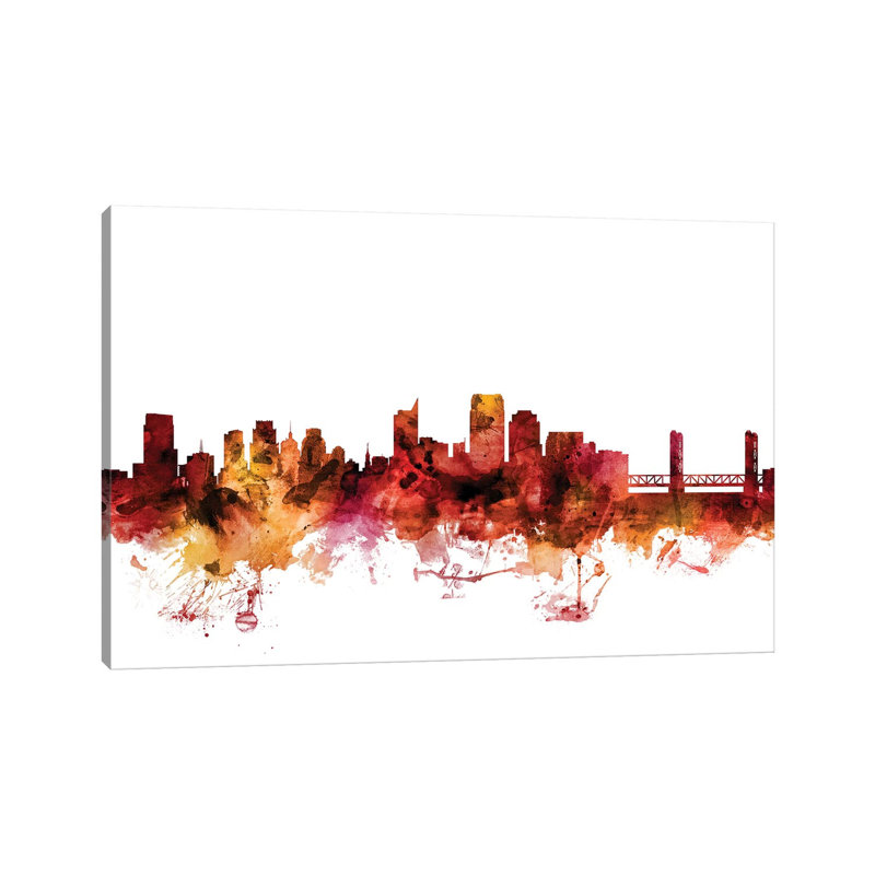 Sacramento, California Skyline by Michael Tompsett - 1 Piece Wrapped Canvas Wall Art, 152.5 cm H x 101.5 cm W