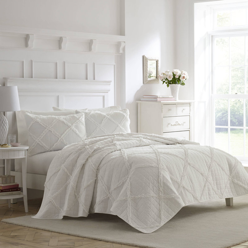 Ensemble de housse de couette à volants en coton blanc Adelina de Laura Ashley