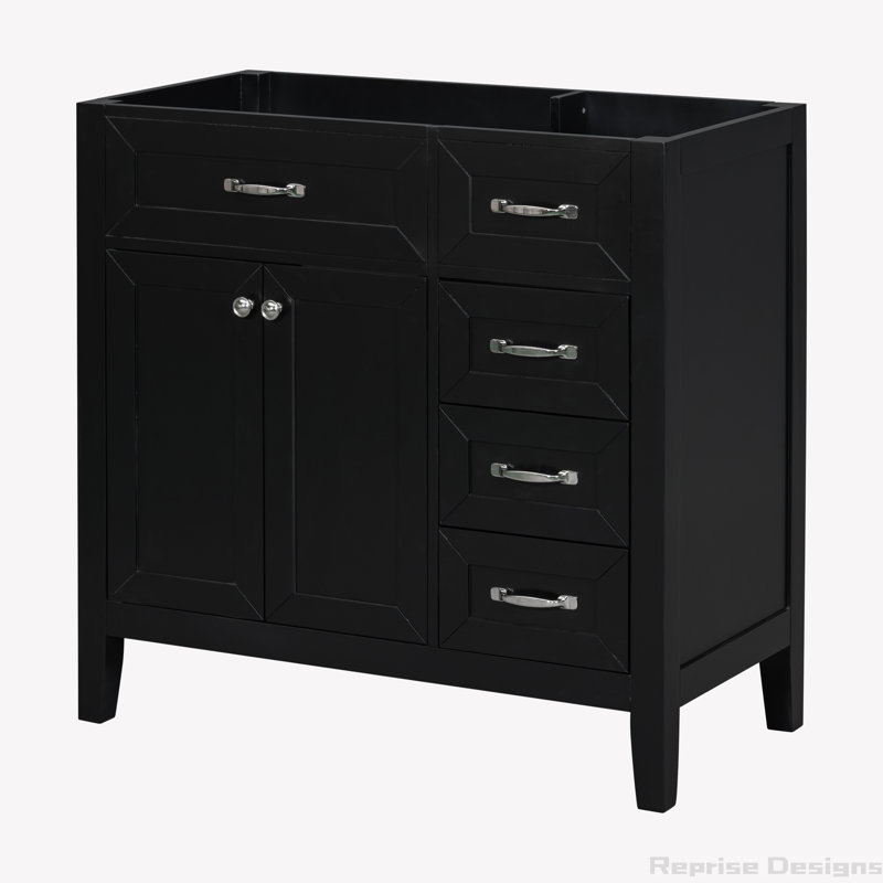 Base de meuble-lavabo simple 35,5 po seulement, Noir, Argent