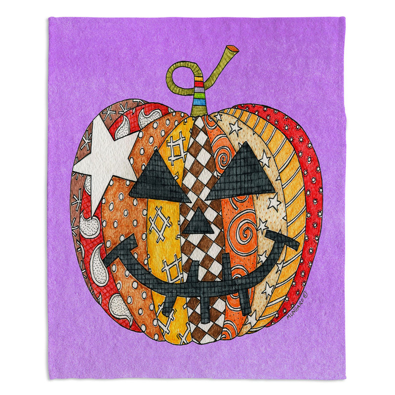 Couverture avec motif citrouille, 51 po x 60 po, Brun clair
